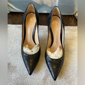 Gianvito Rossi Shoes Python Point Toe Pump Black